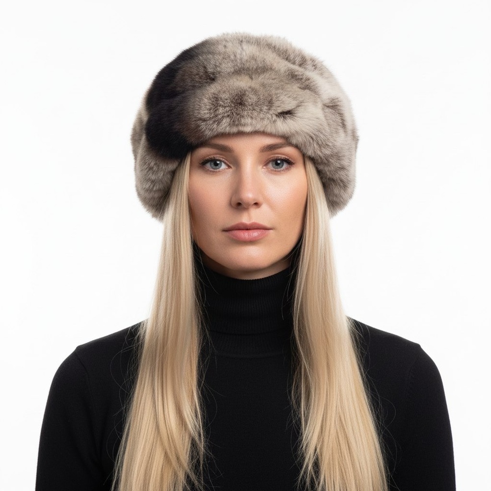BLACK SUEDE & FUR TRIM HAT WOMENS VINTAGE